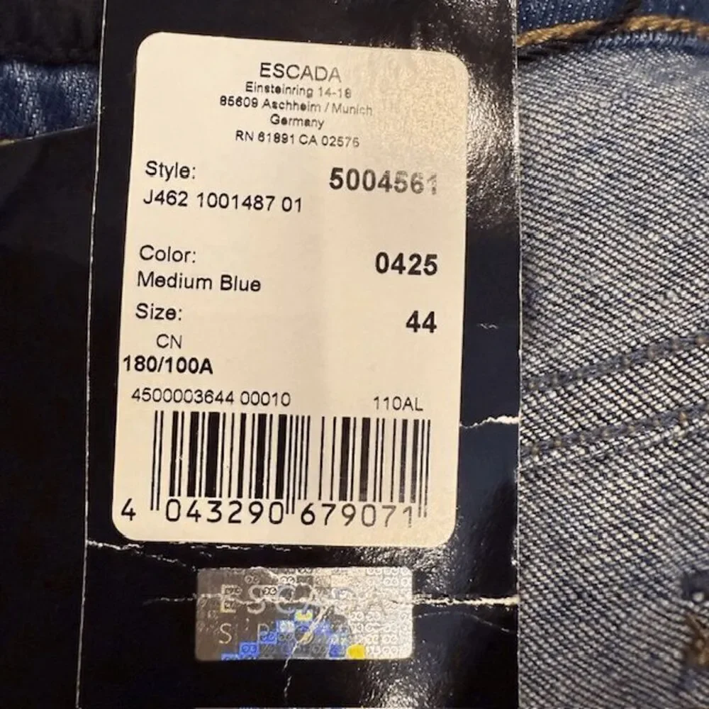 NWT Escada Sport‎ Jeans Cropped Stretch Size 14 (EU 44)